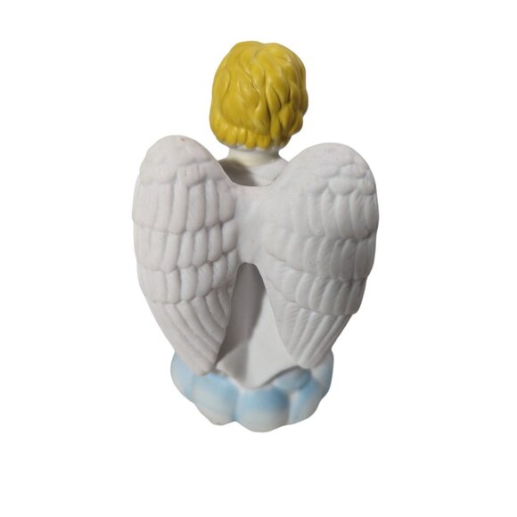 Vintage Ceramic Angel Figurine Playing Drums Music Chalkware Hand-Painted 4-inch - Picture 4 of 5